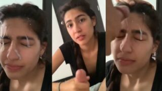Gadis Desi Cantik Dengan Muka Penuh Air Mani Kental